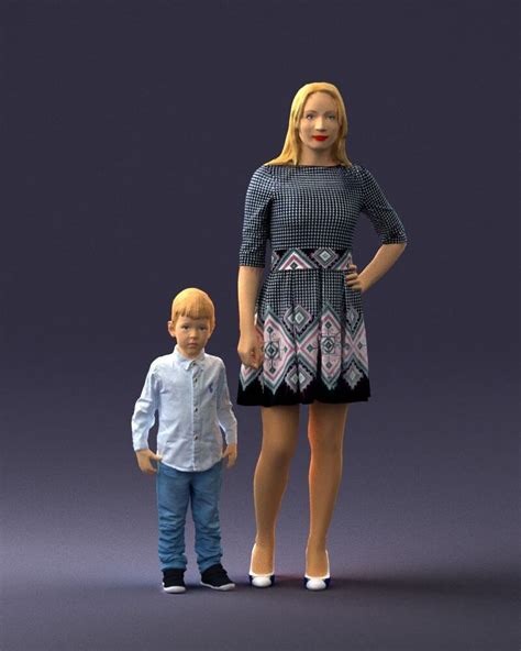 3d cartoon mom and son